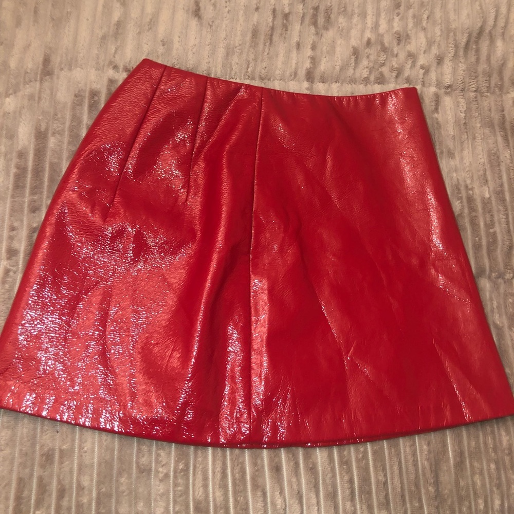 Red leather skirt